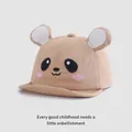 Khaki baby baseball cap with cute cartoon panda embroidery and 3D plush ears - 45-48cm / Light Coffee