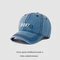 Casquette de baseball en jean bleu pour enfants avec broderie ROK et un smiley - 50-54cm / Bleu Marine