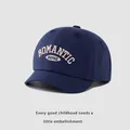Dark blue cotton baseball cap with ivory Romantic embroidery in a vintage style - Ages 1-3 (46-50CM) / Navy Blue