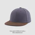 Macro shot of gray canvas baseball cap with brown brim and reinforced stitching - Kids 3-10 Years 50-54CM / Dark Gray