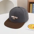 Gorra de béisbol infantil en gris oscuro y marrón con bordado HELLO BEAO en 3D - 50-54cm / Gris Oscuro Y Marrón