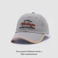 Detail der grauen Vintage-Baumwollkappe mit 3D-Stickerei und beiger Paspelierung - Kinder 2-6 Jahre (48-52CM) / Hellgrau