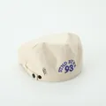 Berretto beige per bambini in tela con ricamo blu e fibbia laterale regolabile - 50-52CM / Beige