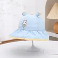 Detail of light blue sun hat for kids featuring bunny ice cream embroidery and mesh vents - Baby 2-5 Years 50-52CM / Sky Blue
