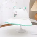Detailed embroidery of rabbit and ice cream on a white breathable mesh bucket hat - Baby 2-5 Years 50-52CM / White