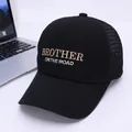 Close-up of the BROTHER ON THE ROAD embroidery on a breathable mesh baseball cap - Kids 2-8 Years (50-53CM) / Black