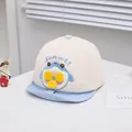 Close-up of beige baby baseball cap featuring blue cartoon shark and Summer embroidery - 46-48cm / Sky Blue