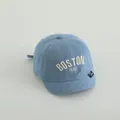 Light blue denim baseball cap for kids with white Boston letter embroidery - BOSTON Mid Blue Denim