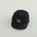 Kids black denim baseball cap with white letter m embroidery and short brim - M Letters Black