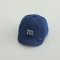 Dark blue denim baseball cap for kids with white m embroidery and a short brim detail - M Letter Denim Blue
