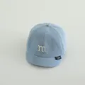 Light blue denim baby baseball cap with white letter M embroidery and short brim - Letter M Light Blue