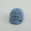 Light blue denim baby baseball cap featuring white Catalina Island 1983 embroidery - 1983 Mid Blue Denim
