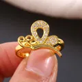 Luxurious gold butterfly ring with sparkling cubic zirconia micro-pave setting - US 7 / Gold