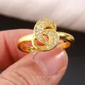 Luxurious gold double C-curve ring with micro-pave white zircon crystals - US 7 / Gold