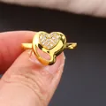 Luxurious gold heart ring with micro-paved cubic zirconia stones for women - US 7 / Gold