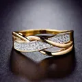 Double-layered gold-plated infinity ring with micro-paved cubic zirconia stones - Size 7 / Gold