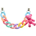 Colorful macaron acrylic chain shoe charms with pink bear pendant and metal clasps - Multicolor (With Bear)