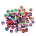 Perles à fleurs colorées en pâte polymère pour bijoux DIY et lanières de téléphone - Style Petite Fleur Ronde / 50 Pièces/Paquet (10mm) / Coloré