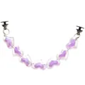Purple heart-shaped beaded chain decoration for clogs with metallic rings and black T-buckle - Chain Shoe Charm (4772-L0102) / Purple Jelly Heart