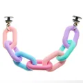 Close-up of matte pastel acrylic chain charms with black buckles for clog sandals - Colorful (Large)