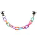 Macro detail of colorful macaron acrylic chains for clog shoes decoration accessories - Colorful (Small)