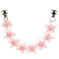 Detailed view of pink acrylic star chain shoe charms with black buckle clips for clogs - Chain Shoe Charm (4772-L0302) / Pink Jelly Star