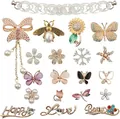 Set de dijes de mariposa con strass y letras LOVE para decoración de sandalias - Flora y Fauna Natural Estilos Mixtos
