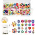 Kit perles en pâte polymère colorées avec fruits et lettres en boîte de rangement - Ensemble de perles en pâte polymère multicolore / Pack de 10 compartiments