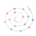 Handmade beaded glasses chain with white seed beads and colorful floral accents for women - Multicolor Flower White Beads