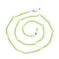 Daisy beaded glasses chain with green beads and white floral charms for eyewear - White Flower Green Beads