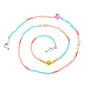 Colorful beaded lanyard with LOVE letters, yellow smiley face, and lollipop charm - Love Smile Multicolor Beads