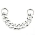 Silver chunky acrylic curb chain shoe charm with double round spring buckles on white background - Thickened Silver Chain / Silver