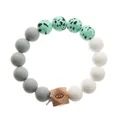 Macro detail of silicone beads and a square wooden bead with engraved eye symbol charm - Single Ring Style (9092-O0203)
