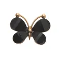 Detailed view of DIY acrylic butterfly shoe charm with black stripes and golden metal frame - Black Rhinestone Butterfly Alloy Accessories