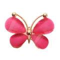 Detail of pink acrylic butterfly shoe charm with gold metal frame and glittery wings - Rose Red Rhinestone Butterfly Alloy Accessories