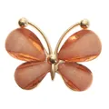 Detail of DIY butterfly shoe charm with gold frame and amber glitter acrylic wings - Brown Rhinestone Butterfly Alloy Accessories