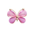 Detailed macro view of a pink butterfly shoe charm with gold glitter and metal frame - Purple Rhinestone Butterfly Alloy Accessories