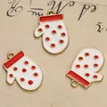 Detailansicht roter und weißer Emaille-Handschuh-Anhänger für DIY-Weihnachtsschmuck - Roter Punkt Weißer Handschuh Stil