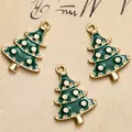 Details von Weihnachtsbaum-Anhängern mit grüner Emaille und Vergoldung für DIY-Schmuck - Weiße Beere Weihnachtsbaum Stil