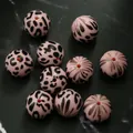 Detail of 15mm light pink leopard and zebra pattern silicone round beads for DIY bracelets - 10 Pieces/Pack (15mm) / Pink Black Pattern