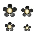 Breloques fleurs à cinq pétales en résine noir et or en quatre tailles pour chaussures - Noir et or