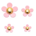 Charm chaussure fleur rose en résine avec centre en métal doré, tailles assorties - Rose et Or