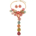 Detailansicht des farbenfrohen handgefertigten afrikanischen Schmucksets aus Metall - Five-Layer Pendant Colorful Wire African Necklace Earrings