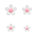 Charmantes décorations de chaussures en résine avec pétales blancs et cœur rose - Blanc et Rose