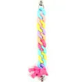 Bunte Acryl-Gliederkette mit rosa Bärenanhänger und silbernen Metall-Drehhaken für Handys - Bär Runde Kette (B37-0401) / Fuchsia