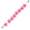 Pink translucent jelly star phone charm strap with silver metallic rings on white background - Rose Red Jelly Star (B33-0502)