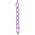 Detailopname van paarse matte hars telefoonketting met zilveren magnetische sluitingen - Paars