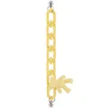 Detail of yellow matte chunky chain with a 3D cute bear charm and silver metal clasps - Pure Yellow