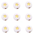 7mm white resin star beads with gold inlay for DIY jewelry and phone charms - Pentagram / 100 Pieces (7mm) / White Background With Gold