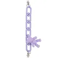 Detail of purple matte resin phone chain with cute bear charm and silver metal rings - Pure Purple